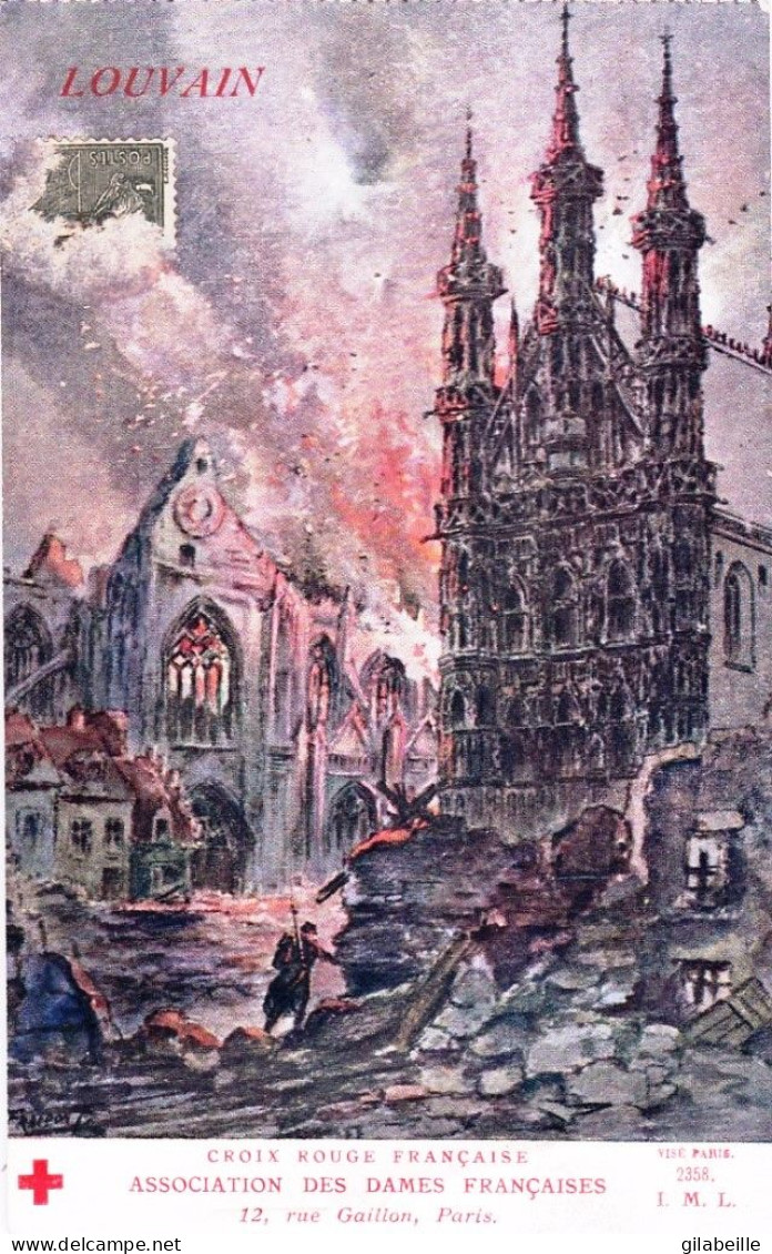 LOUVAIN - LEUVEN -  Illustrateur - Cathedrale En Feu - Croix Rouge Francaise - Leuven
