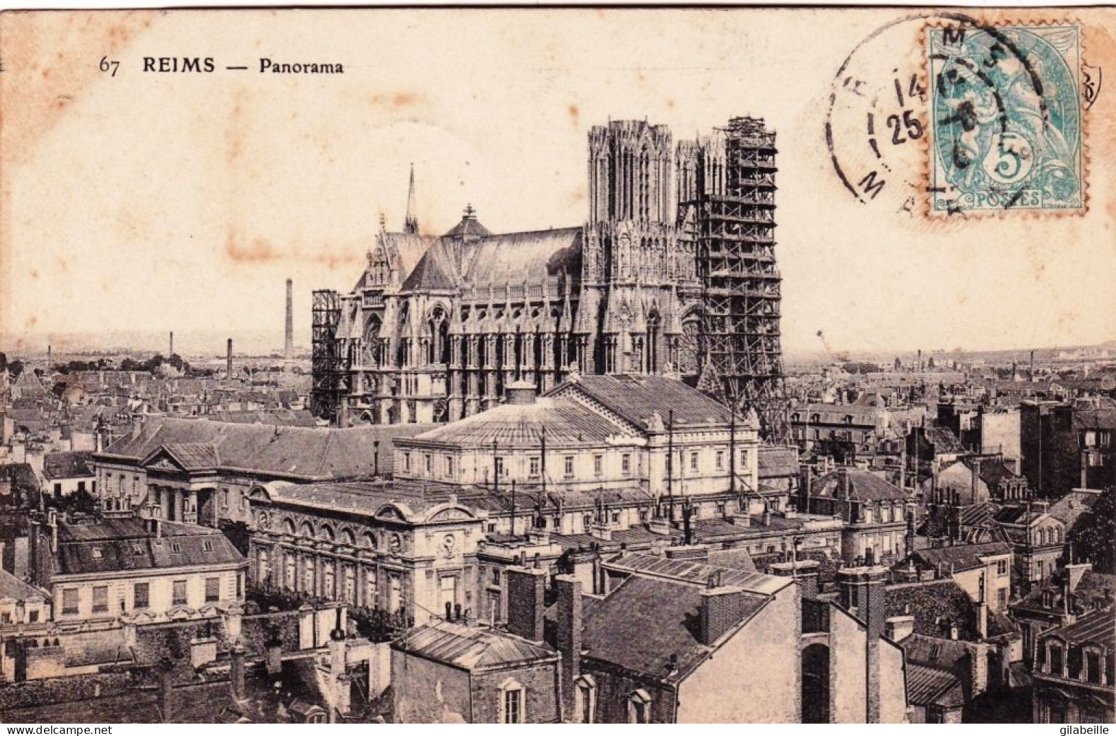 51 - Marne - REIMS - Panorama - Les Echafaudages Sur La Cathedrale - Reims