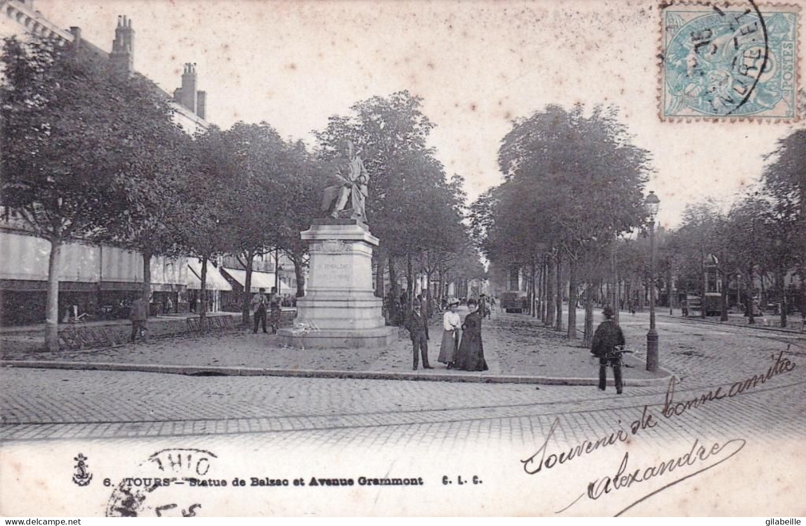 37 - Indre Et Loire -  TOURS -  Statue De Balzac Et Avenue De Grammont - Tours