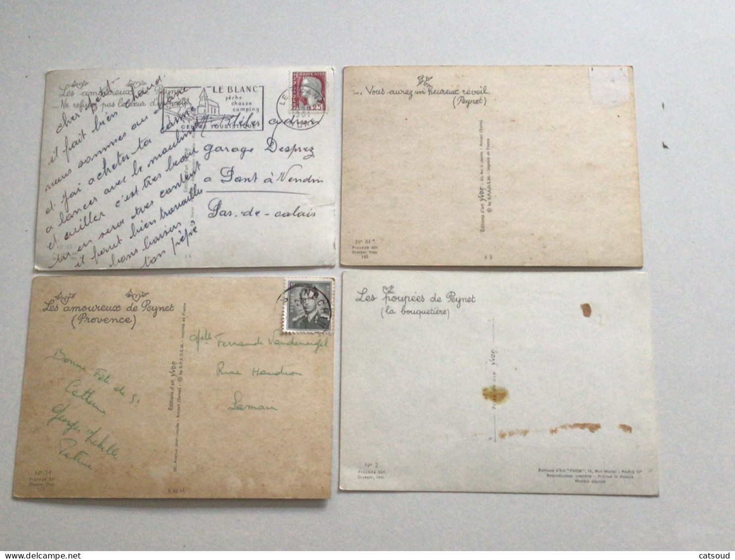 Lot De 4 Cartes Postales Anciennes Signées Peynet - Peynet