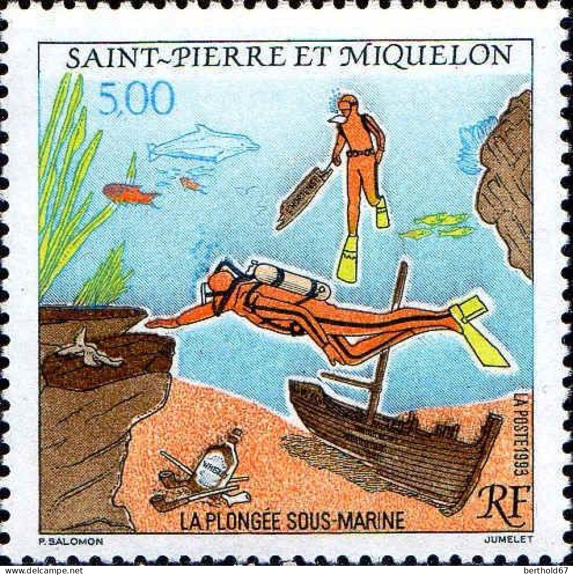 SPM Poste N** Yv: 574 La Plongée Sous-marine (Thème) - Plongée