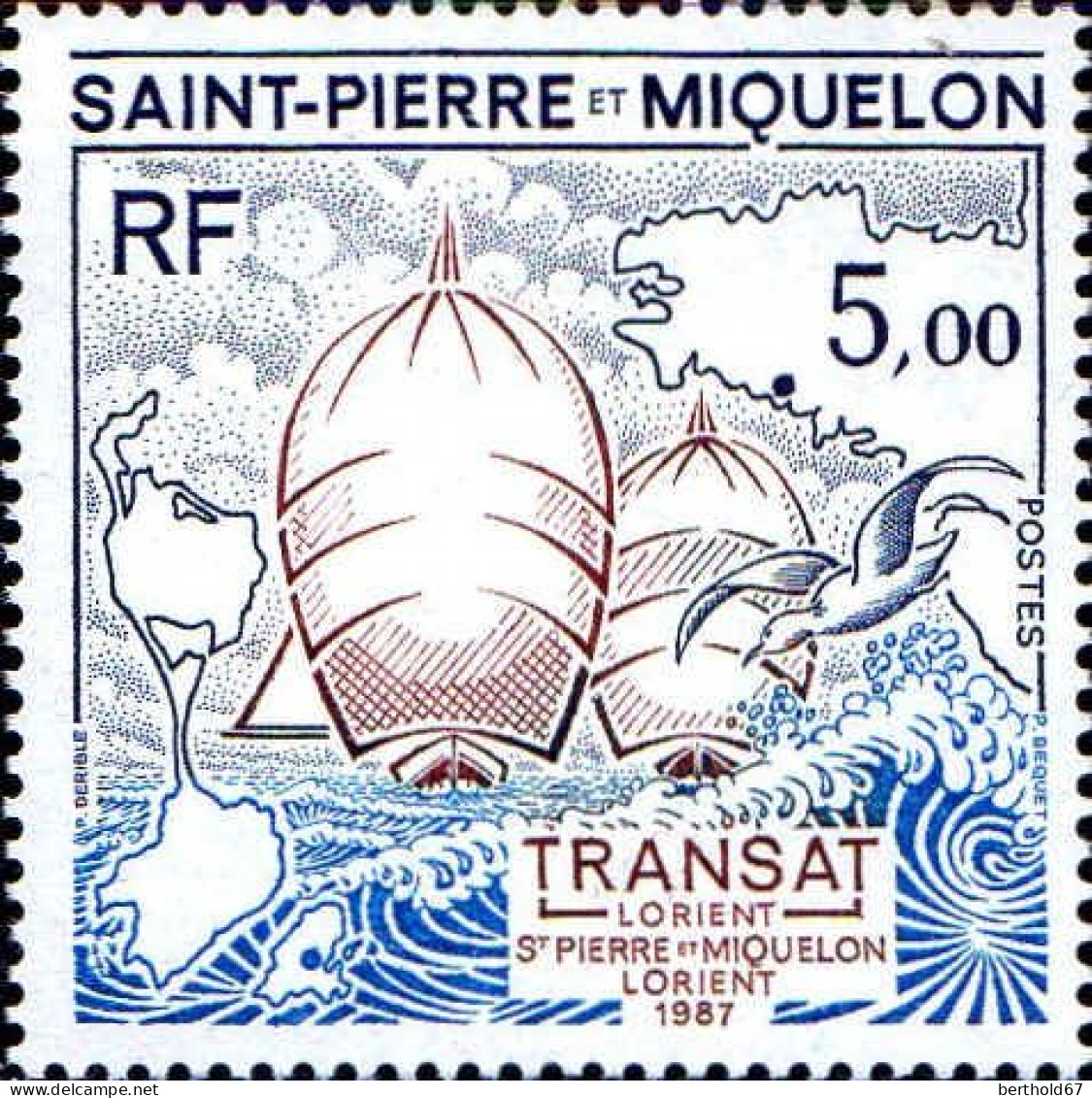SPM Poste N** Yv: 477 Transat Lorient St-Pierre Et Miquelon (Thème) - Voile