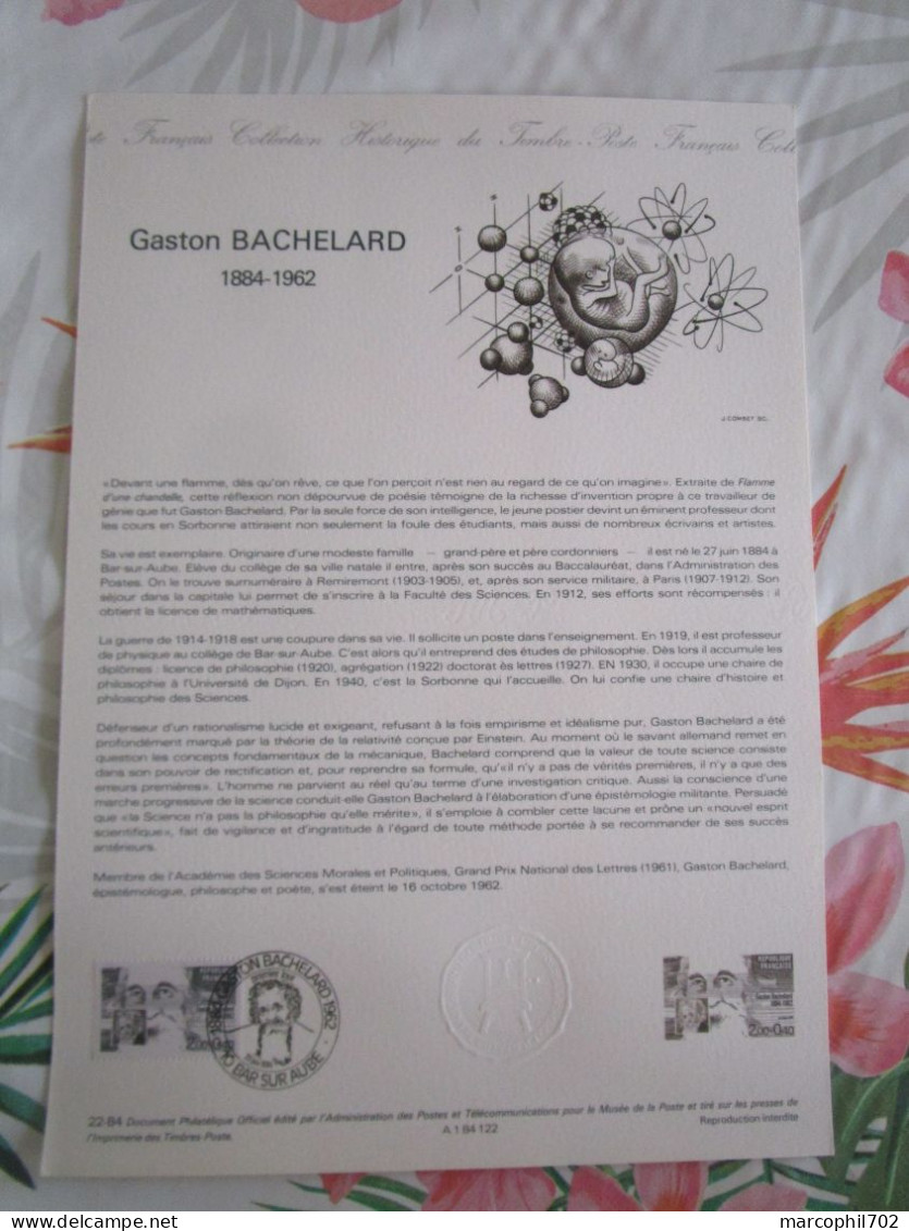 Document Officiel Gaston Bachelard - Documenten Van De Post