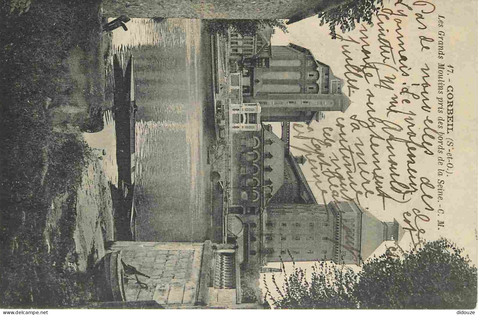 91 - Corbeil Essonnes - Les Grands Moulins Pris Des Bords De La Seine - Correspondance - CPA - Voir Scans Recto-Verso - Corbeil Essonnes