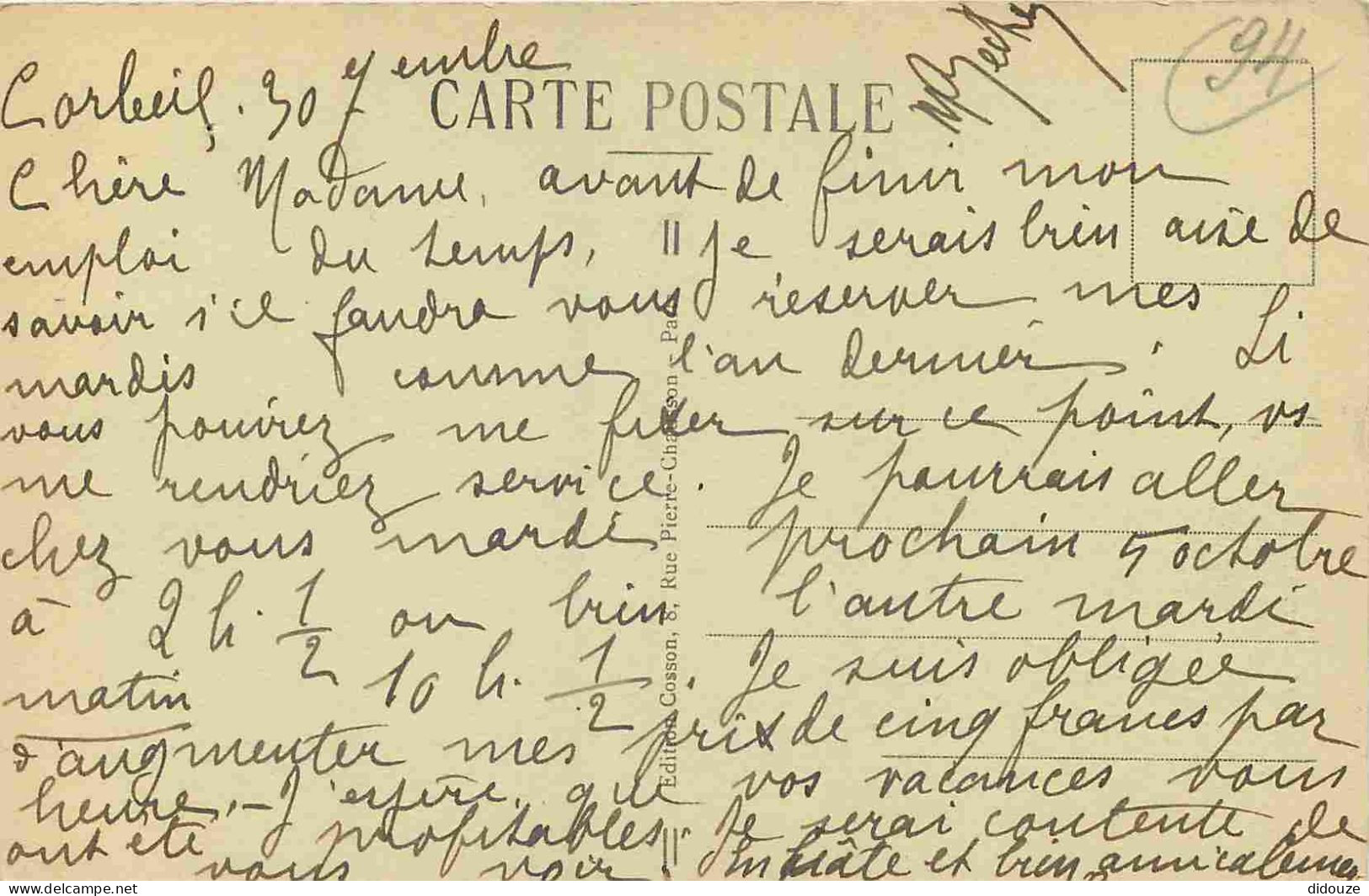 91 - Corbeil Essonnes - Les Grands Moulins Pris Des Bords De La Seine - Correspondance - CPA - Voir Scans Recto-Verso - Corbeil Essonnes