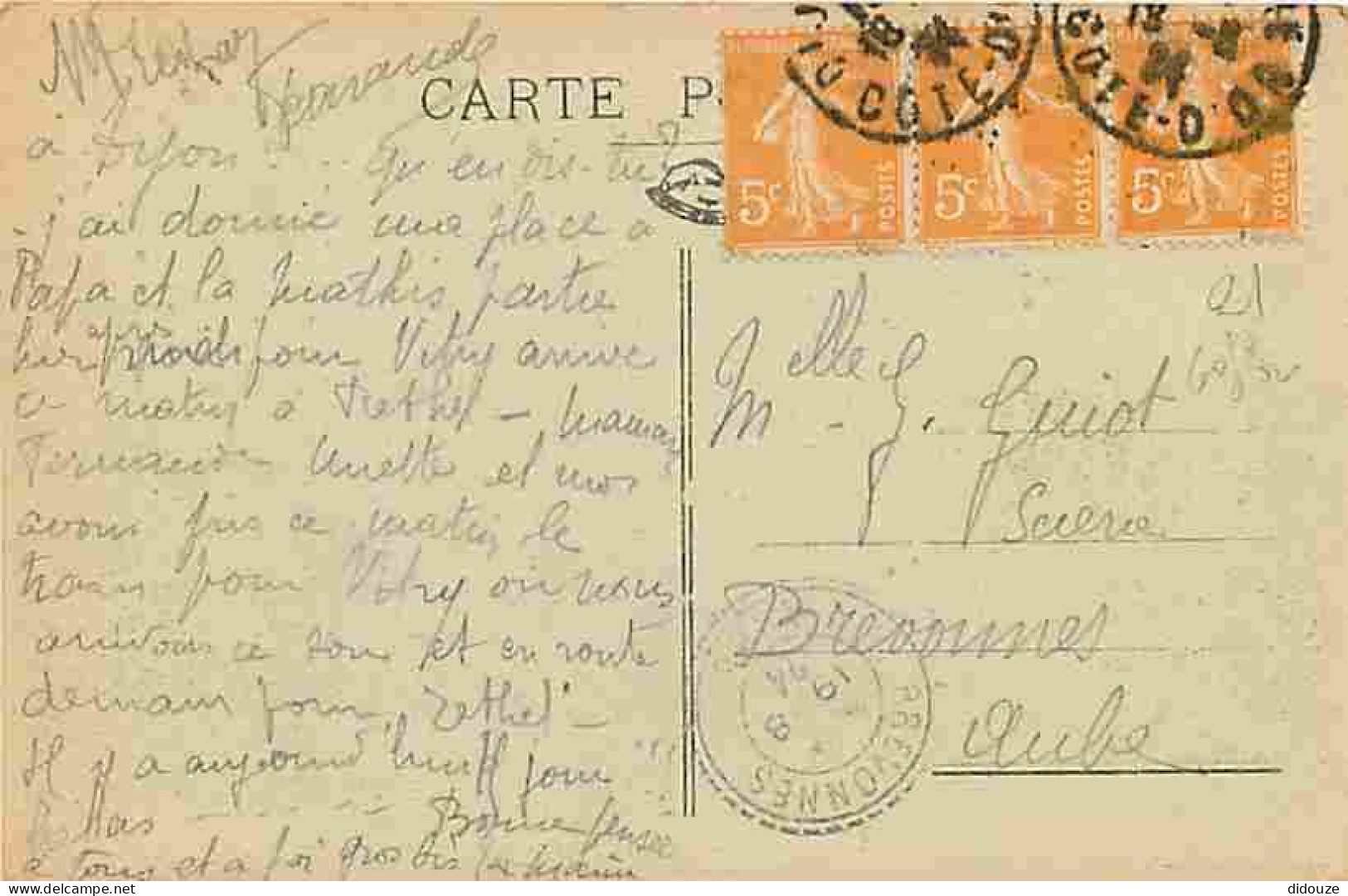 21 - Dijon - Square Darcy - Cygnes - Correspondance - Oblitération Ronde De 1924 - CPA - Voir Scans Recto-Verso - Dijon