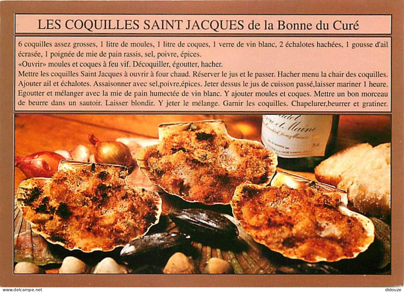 Recettes De Cuisine - Coquilles Saint Jacques De La Bonne Du Curé - Carte Neuve - Gastronomie - CPM - Voir Scans Recto-V - Küchenrezepte