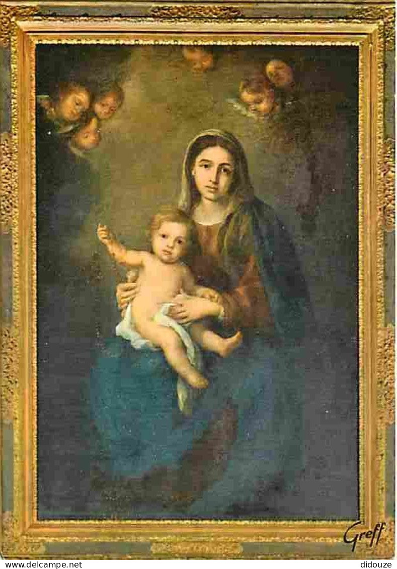 Art - Peinture Religieuse - Murillo - La Vierge Et L'Enfant - CPM - Voir Scans Recto-Verso - Tableaux, Vitraux Et Statues