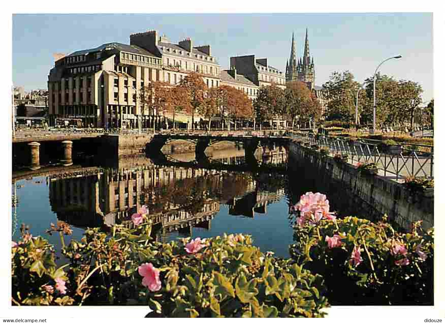 29 - Quimper - Les Quais De L'Odet - La Cathédrale Saint Corentin - Fleurs - Voir Scans Recto Verso  - Quimper