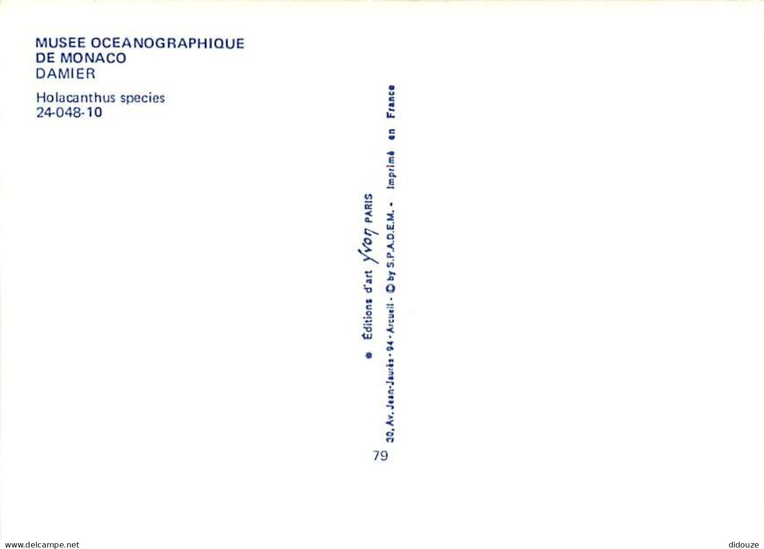 Animaux - Poissons - Musée Océanographique De Monaco - 24-048-10 - Damier - Hoiacanthus Species - Carte Neuve - CPM - Vo - Poissons Et Crustacés