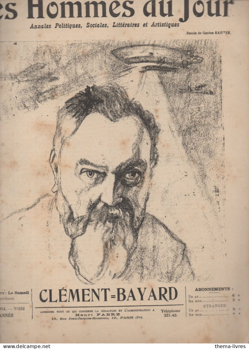 Revue LES HOMMES DU JOUR  N°332 Mai 1914  Caricature De CLEMENT-BAYARD  Par RAIETER  (CAT1082 /332) - 1900 - 1949