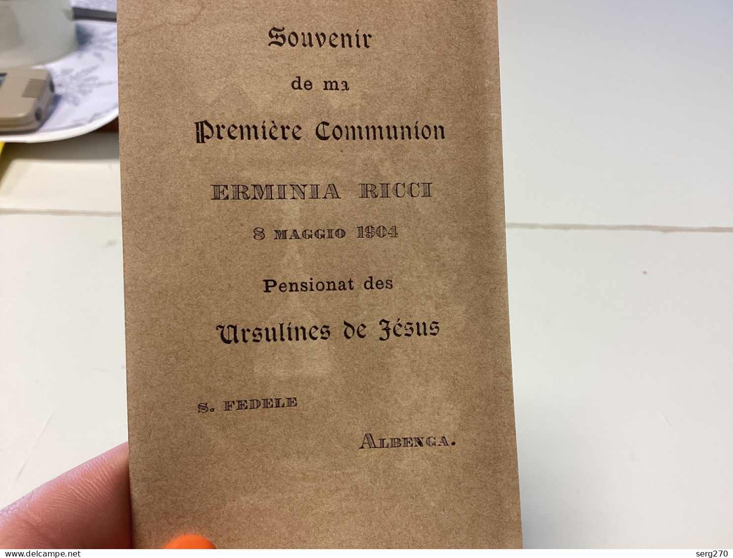 Image, Pieuse Et Religieuse, 1900 Couleur RICORDO DELLA PRIMA COMUNIONE Ursulines De Jesus - Images Religieuses