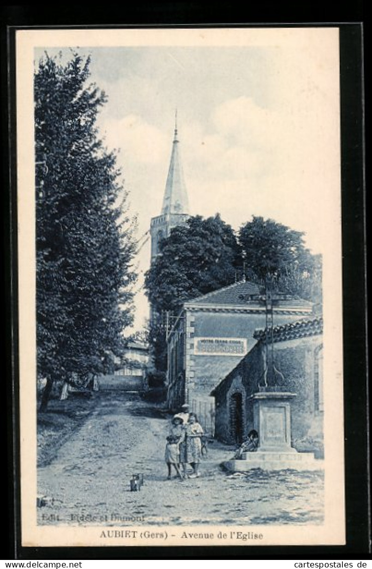 CPA Aubiet, Avenue De L`Eglise  - Sonstige & Ohne Zuordnung