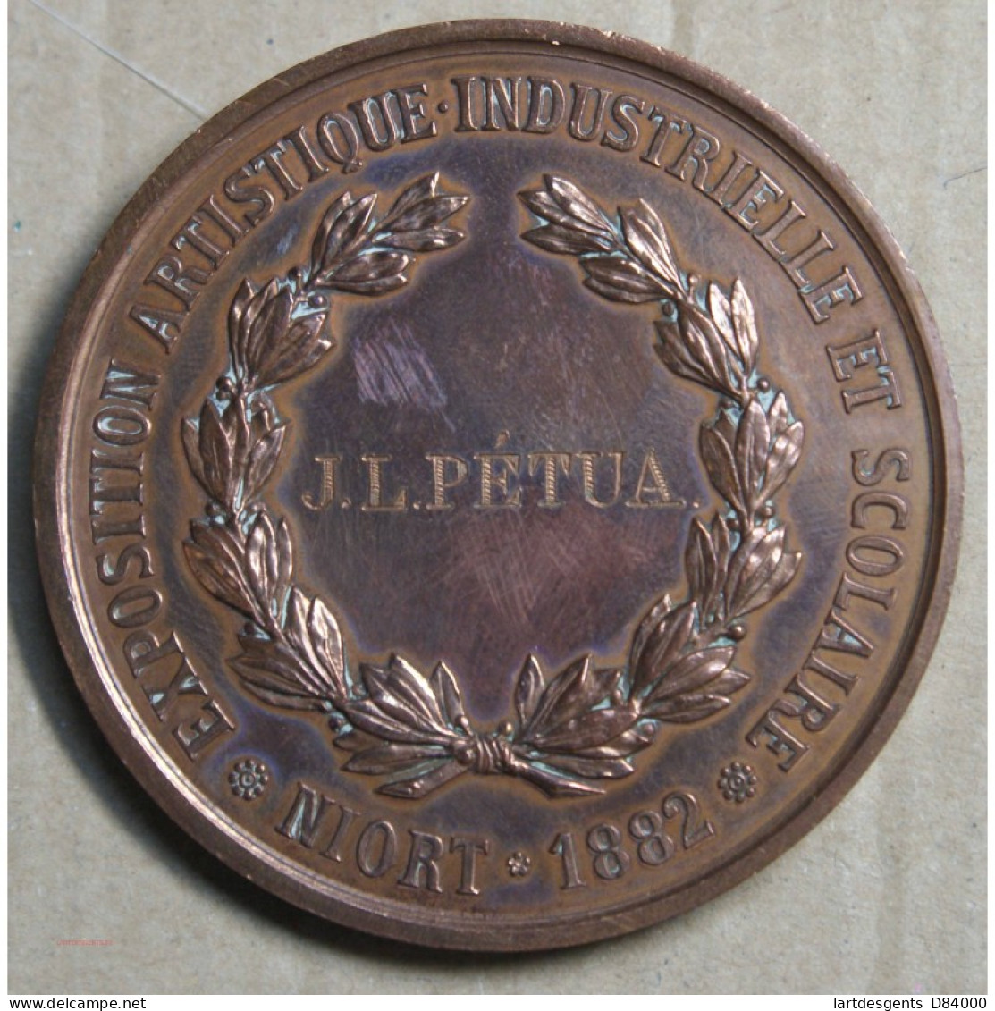 Médaille Exposition Industrielle Et Scolaire, Niort 1882 J.L. Pétua(8), Lartdesgents.fr - Royal / Of Nobility