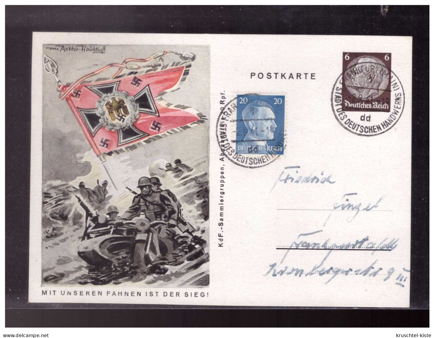 DT- Reich (024214) Ganzsache P243/03 Kraftradschützen (Motorrad Mit Seitenwagen Mit Tagesstempel! Frankfurt Vom 2.8.1941 - Postkarten