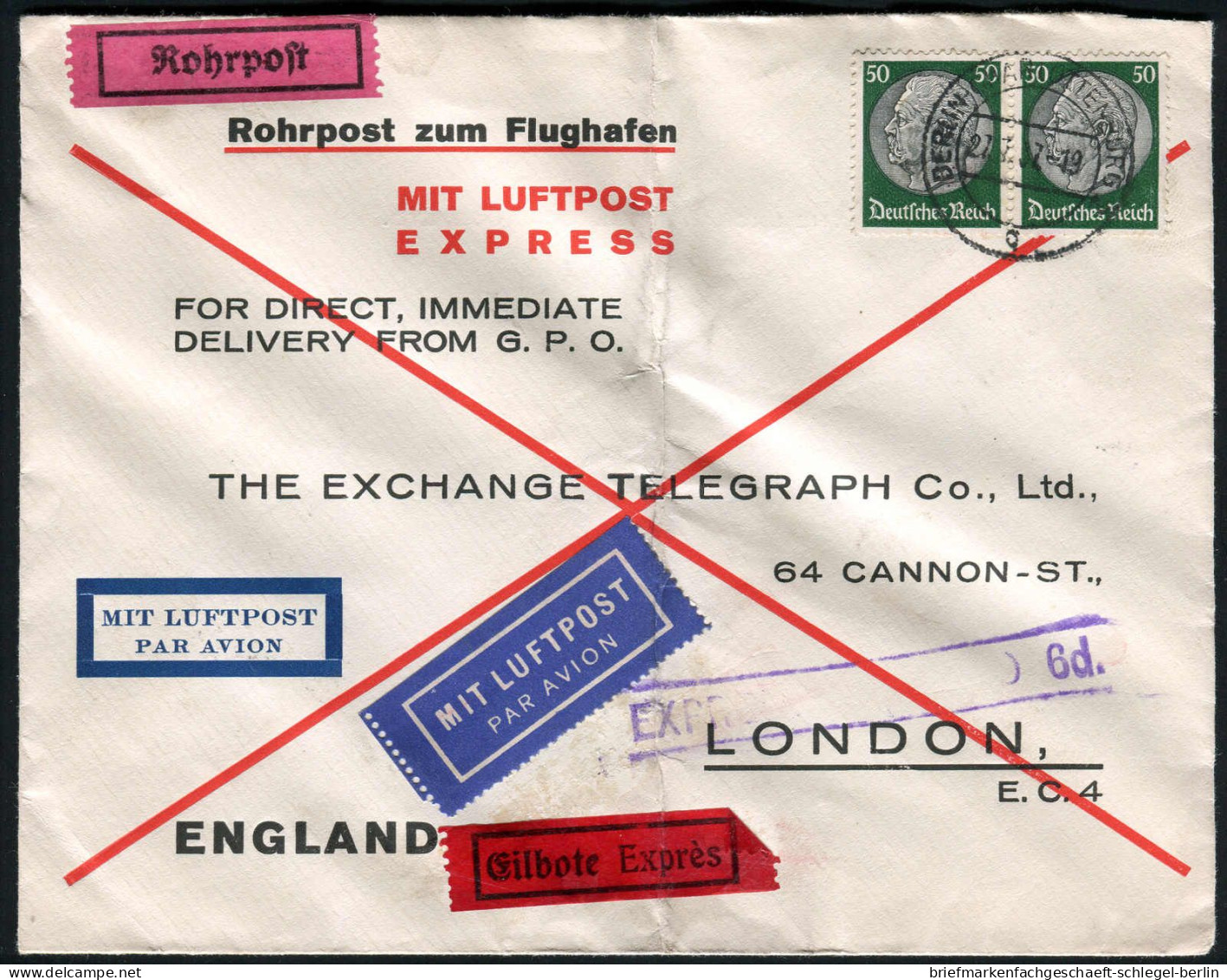 Berliner Postgeschichte, 1937, 525(2), Brief - Covers & Documents