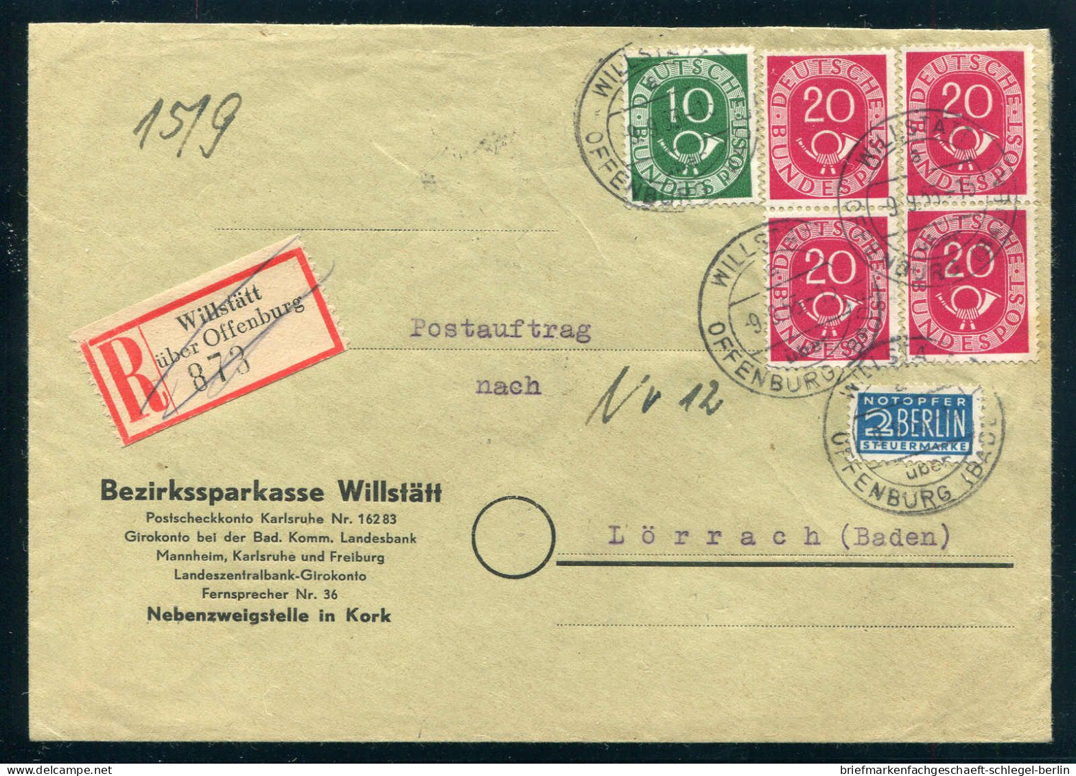 Bundesrepublik Deutschland, 1953, 128,130(4), Brief - Sonstige & Ohne Zuordnung
