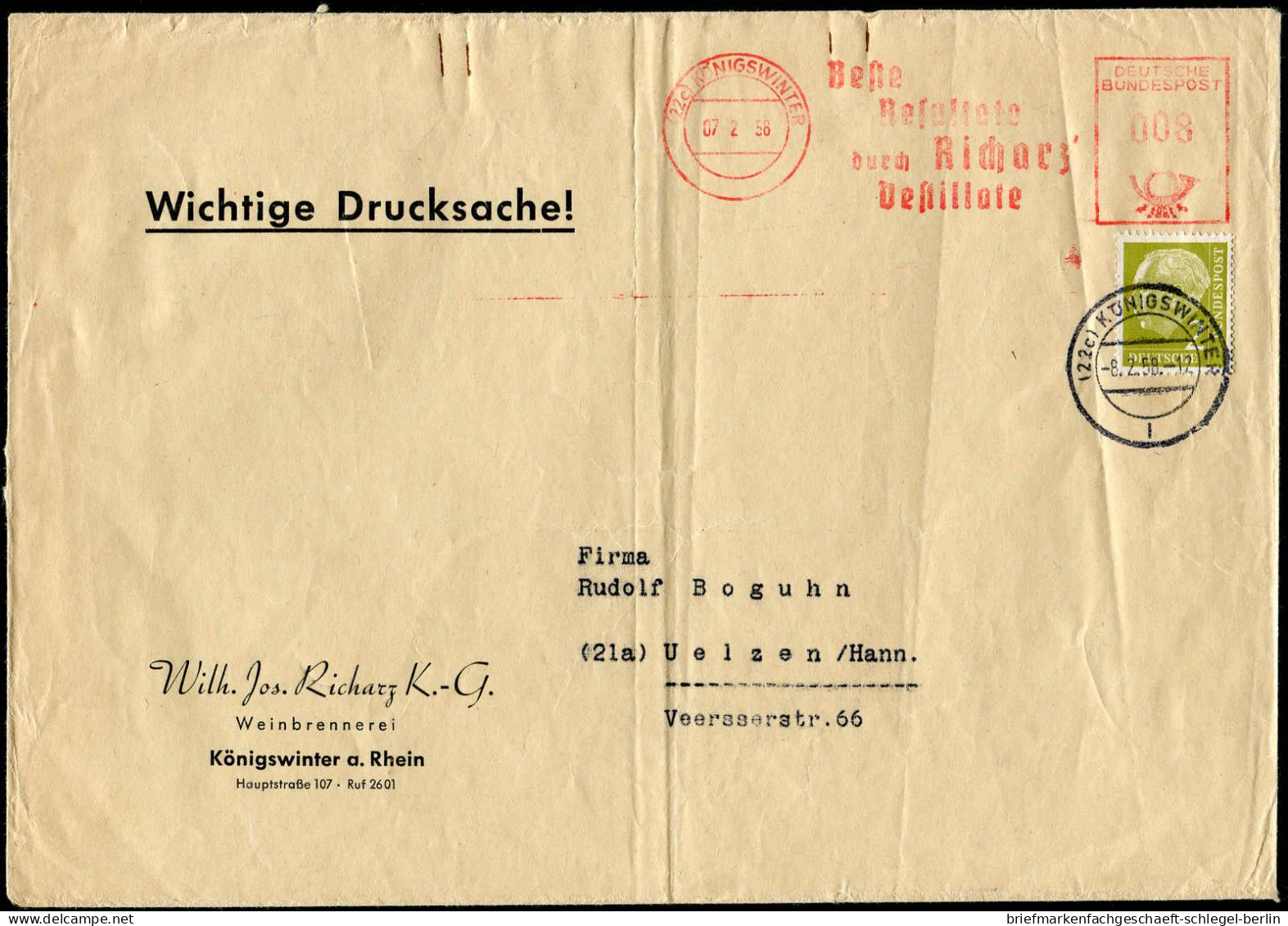 Bundesrepublik Deutschland, 1955, 181 + FS, 177 + AFS, Brief - Sonstige & Ohne Zuordnung