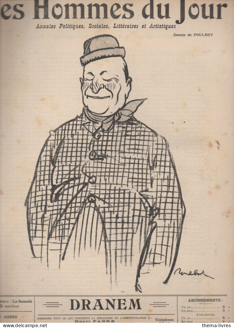 Revue LES HOMMES DU JOUR  N°154 Decembre 1910  Caricature De DRANEM  Par POULBOT  (CAT1082 /154) - 1900 - 1949