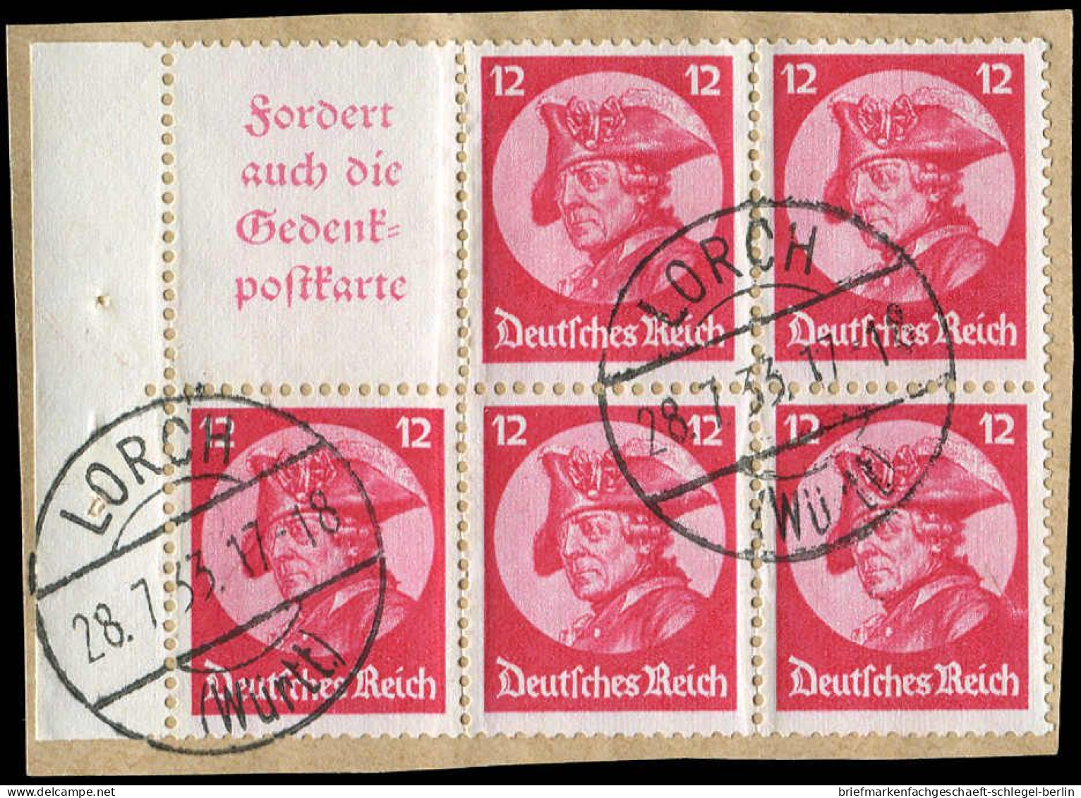 Deutsches Reich, 1933, Hbl. 75 B, Briefstück - Other & Unclassified
