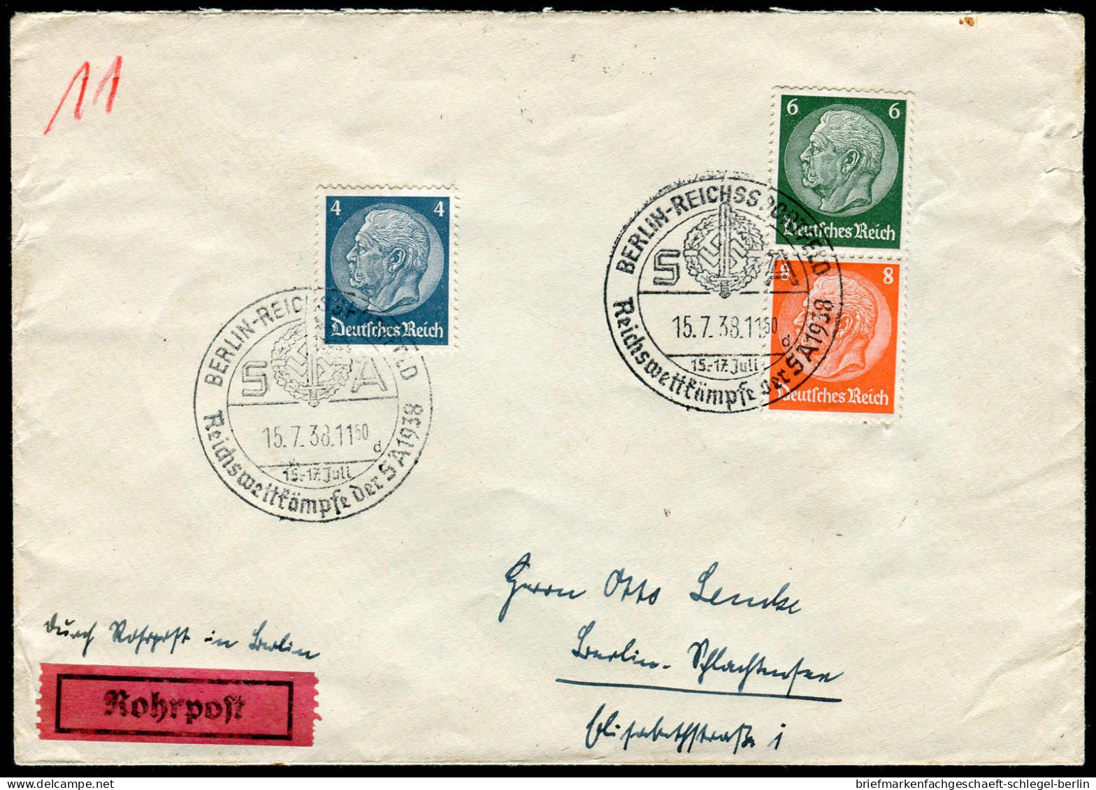 Berliner Postgeschichte, 1938, 514, 516, 517, Brief - Covers & Documents