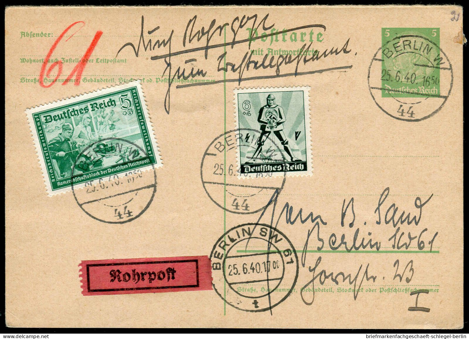 Berliner Postgeschichte, 1940, P 228 I F + 704, 745, Brief - Covers & Documents
