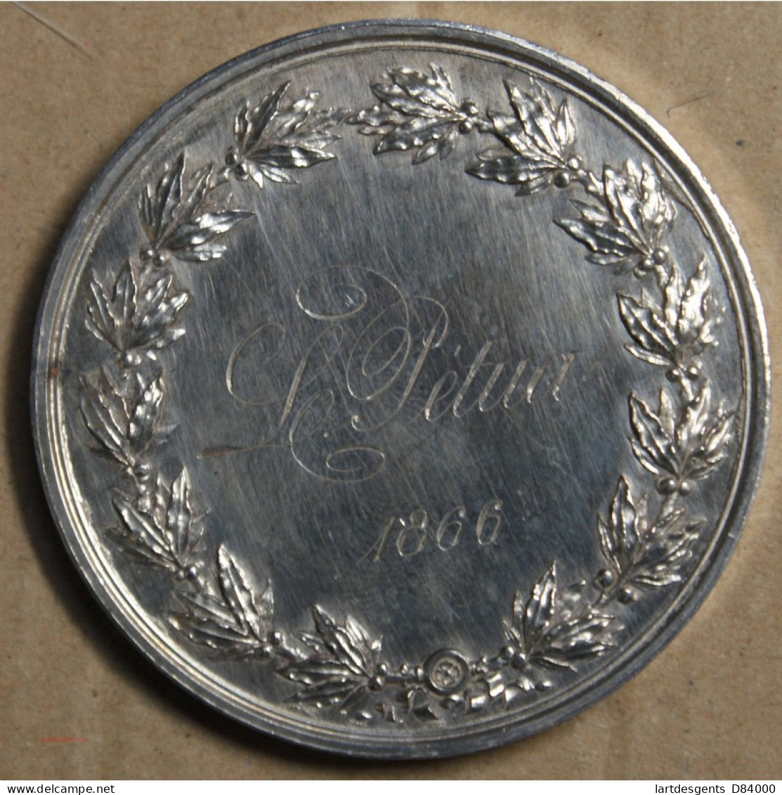 Médaille Argent "1er Prix D'Académie D'après Nature" 1866, Attribué à Pétua (17), Lartdesgents.fr - Monarchia / Nobiltà