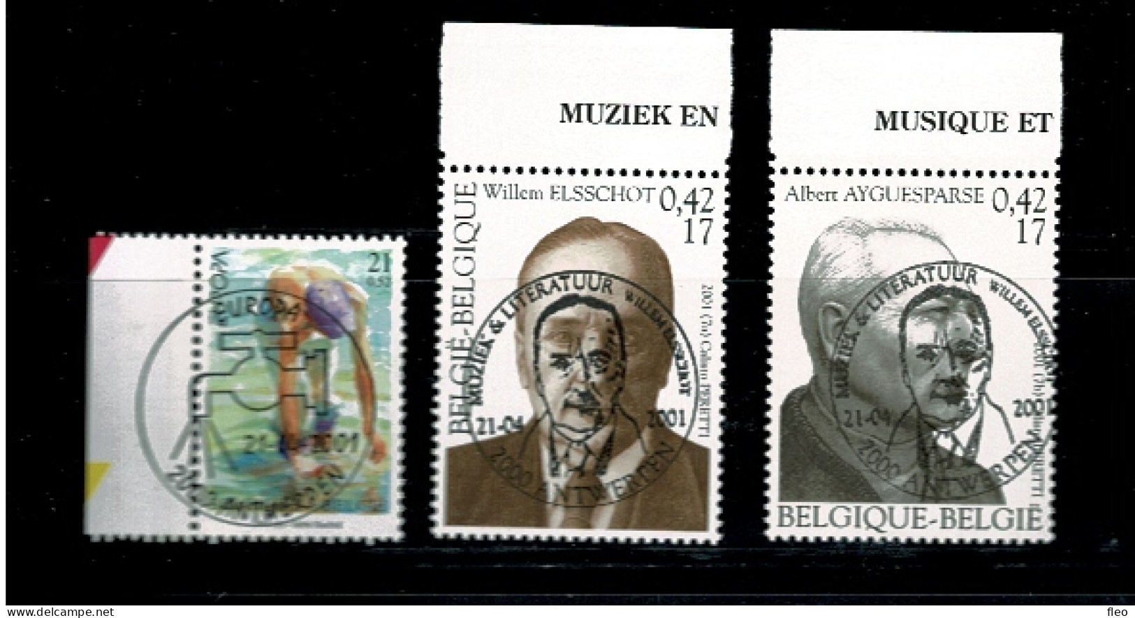 2001 2989 & 2990/2991  Postfris Met 1édag Stempel : HEEL MOOI ! MNH Avec Cachet 1er Jour "WATER         MUZIEK EN LITERA - Neufs