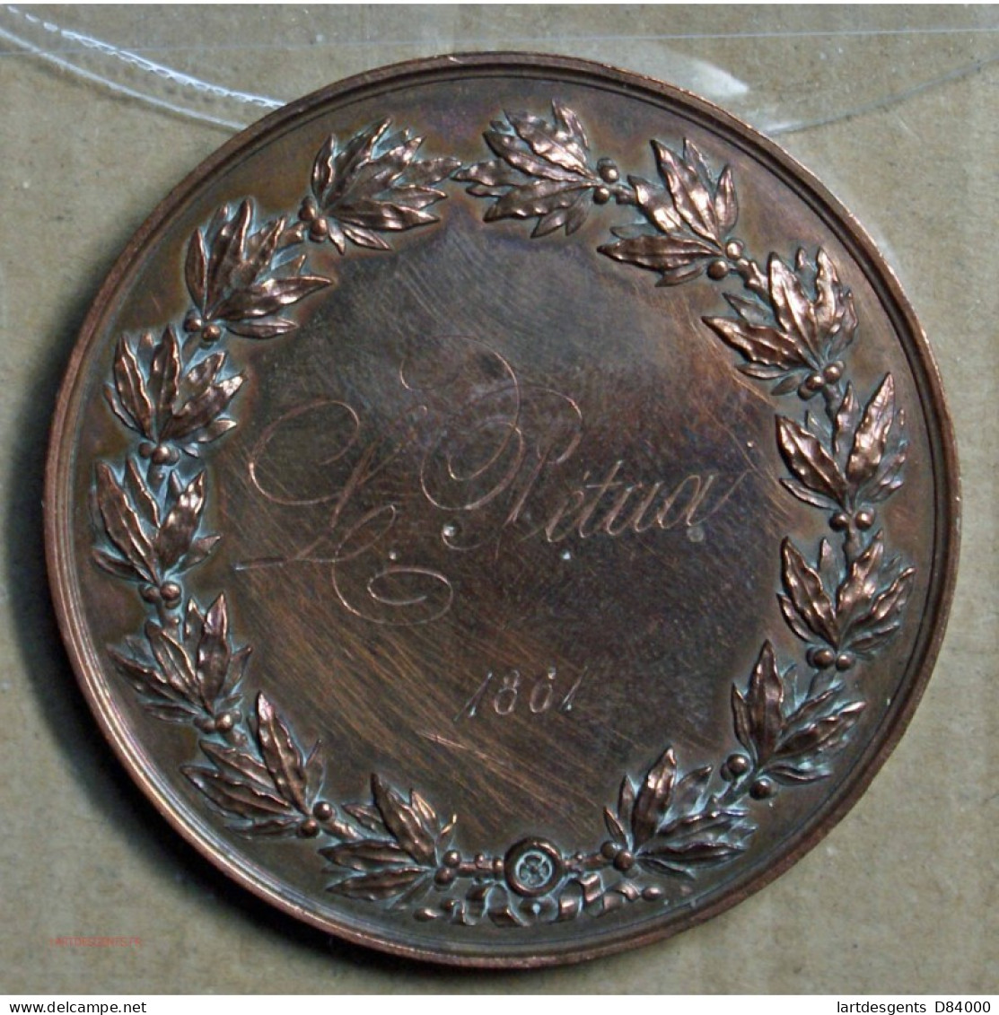 Médaille" Médaille "3ème Prix D'ornement" 1861, Attribué à Pétua (24), Lartdesgents.fr - Royaux / De Noblesse