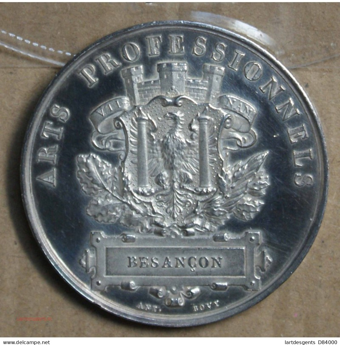 Médaille Argent "Arts Professionnels Besançon Honneur Patrie Travail" 1864, Attribué à Pétua (26), Lartdesgents.fr - Royal / Of Nobility