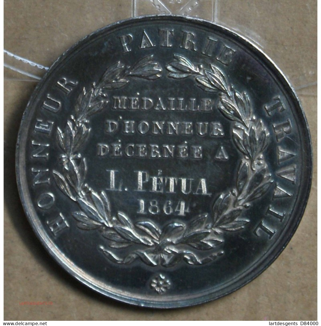 Médaille Argent "Arts Professionnels Besançon Honneur Patrie Travail" 1864, Attribué à Pétua (26), Lartdesgents.fr - Royaux / De Noblesse