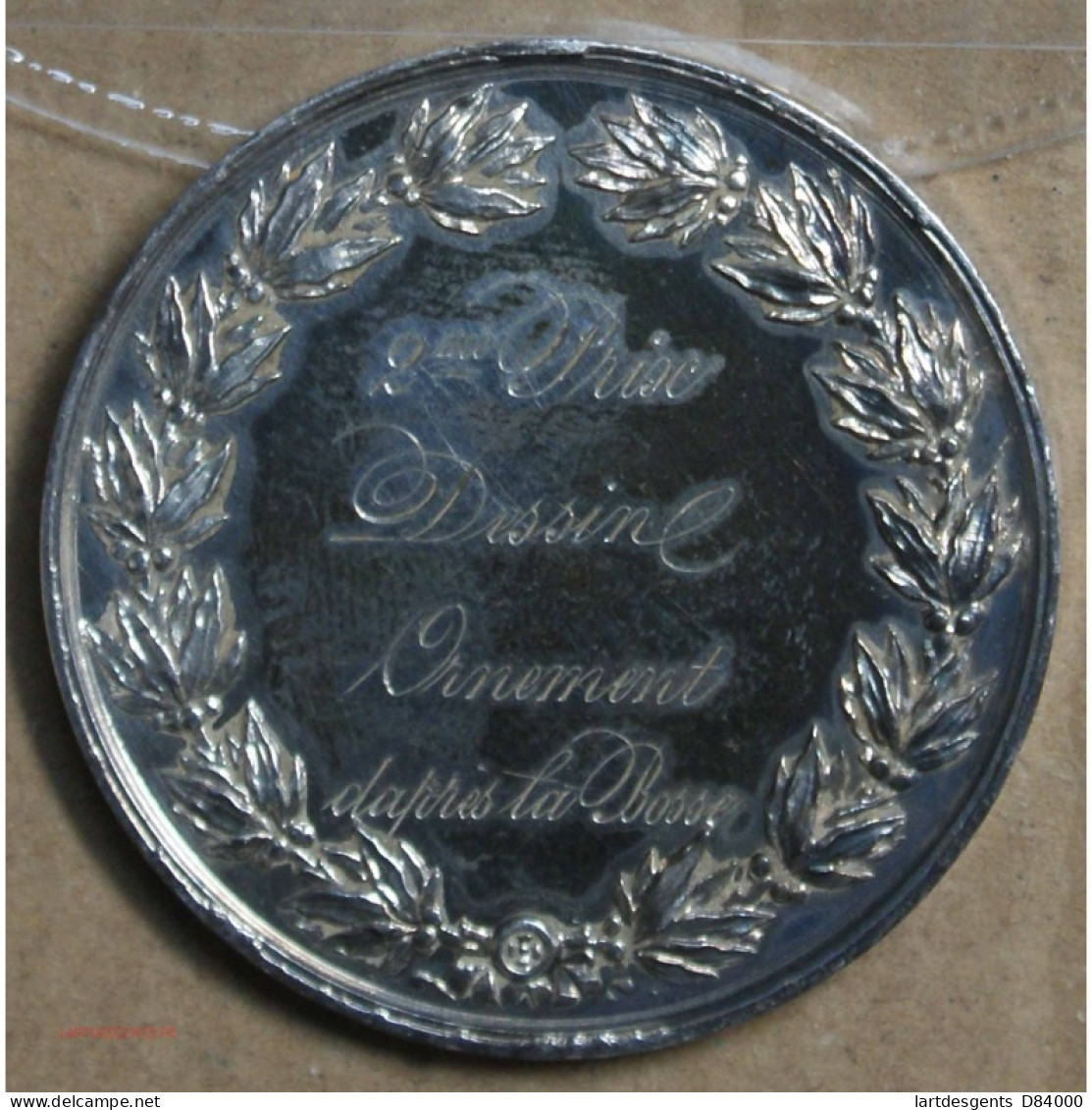 Médaille Argent "2ème Prix Dessin D'ornement D'après La Pose" 1863, Attribué à Pétua (27), Lartdesgents.fr - Adel