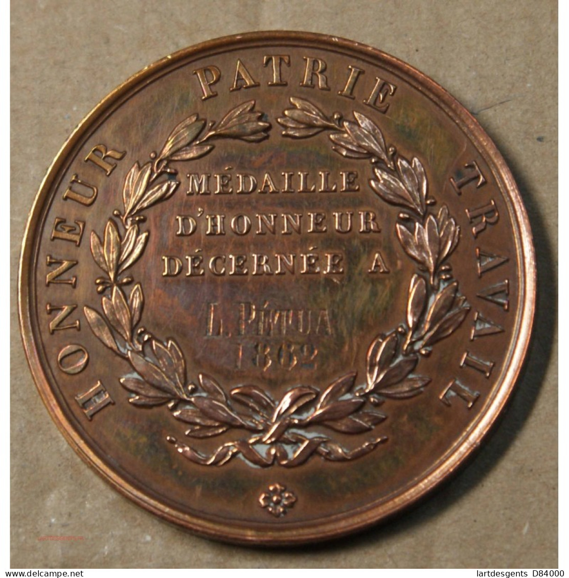 Médaille "Arts Professionnels Besançon Honneur Patrie Travail" 1862, Attribué à Pétua (38), Lartdesgents.fr - Royal / Of Nobility