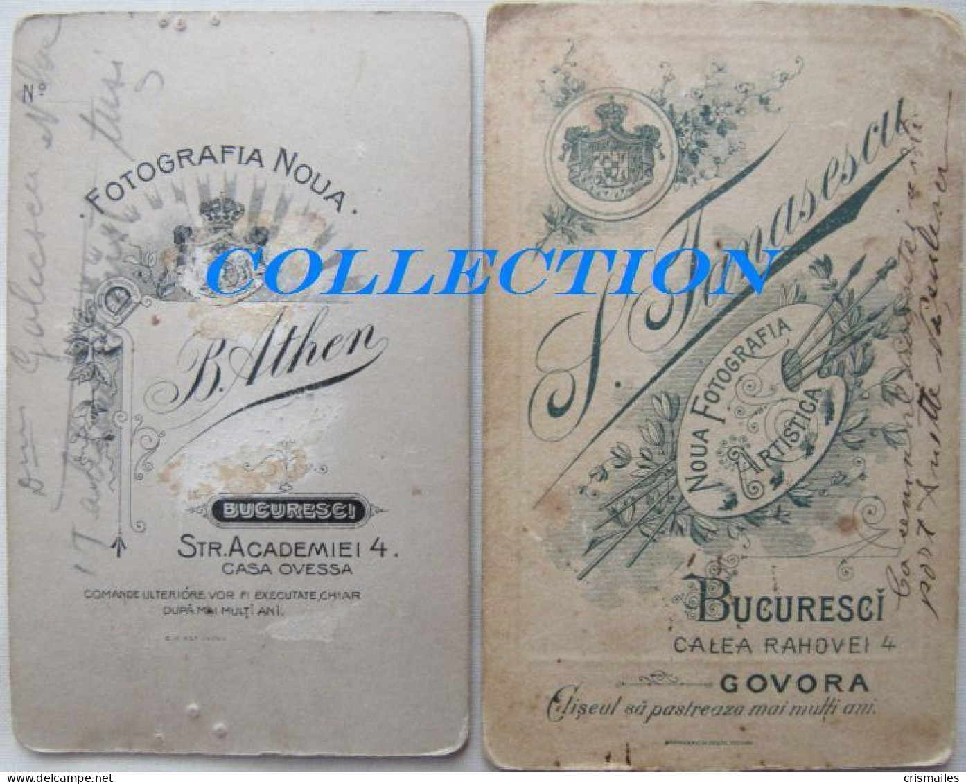 LOT 2 X CDV BUCURESCI - GOVORA 1880, Calea RAHOVEI, Fotograf  ATHEN - Ovessa,TANASESCU, Very Rare - Old (before 1900)