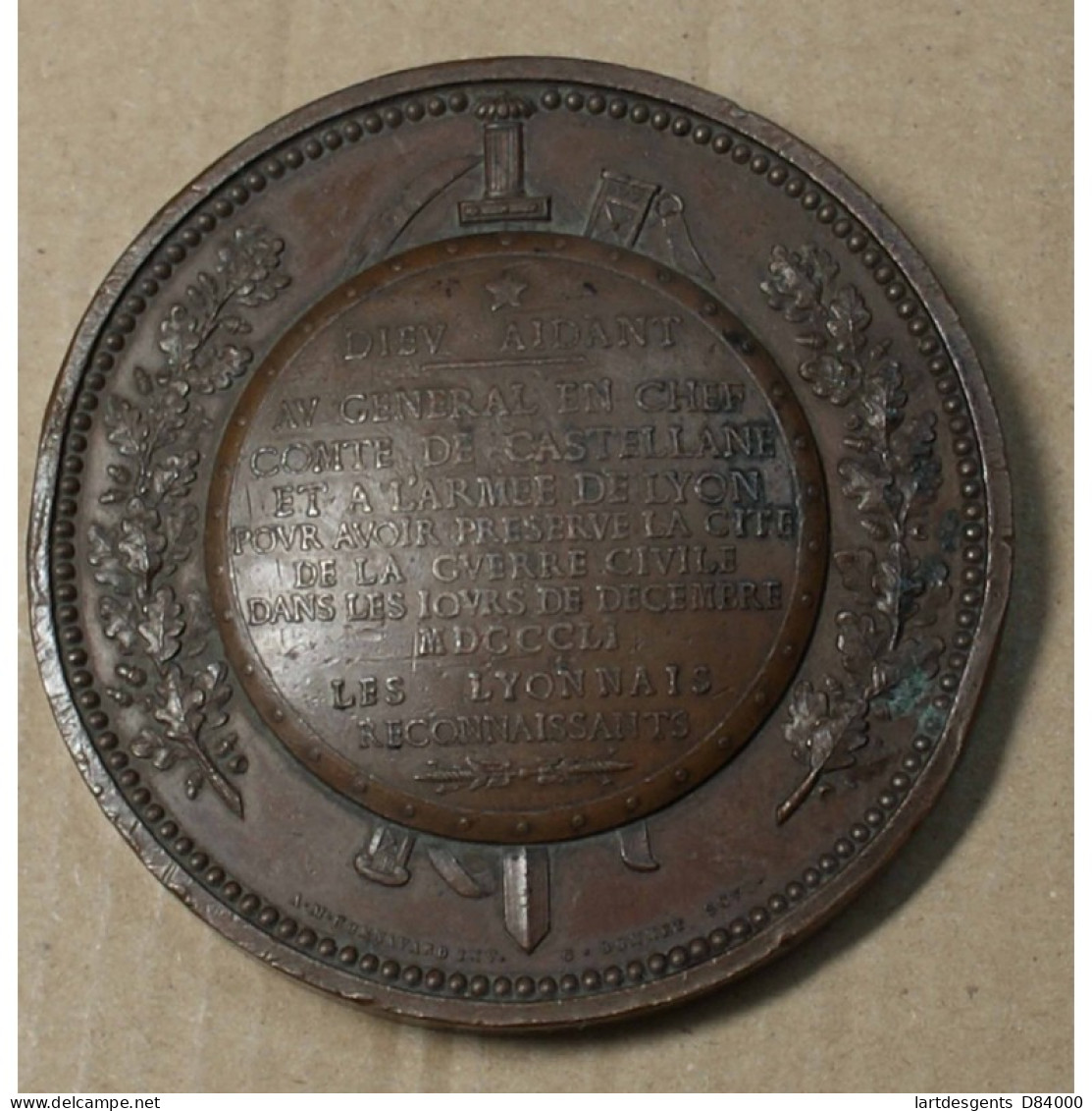 Médaille E.V.E.B. COMTE DE CASTELLANE LYON 1851, Lartdesgents.fr - Royal / Of Nobility