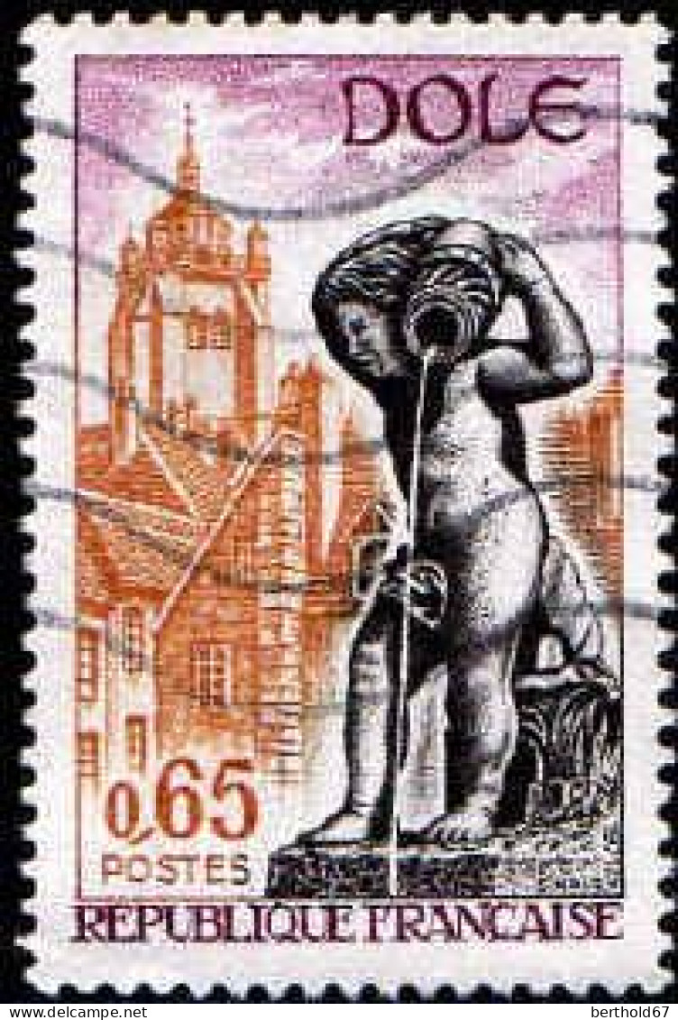 France Poste Obl Yv:1684 Mi:1757 Dole Fontaine (Lign.Ondulées) (Thème) - Kerken En Kathedralen