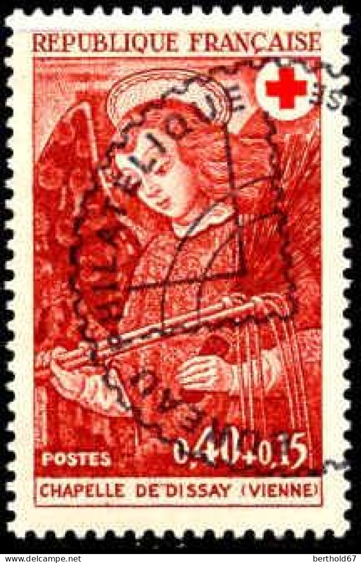 France Poste Obl Yv:1662 Mi:1734 Chapelle De Dissay Fresques L'ange Au Fouet (TB Cachet Rond) (Thème) - Croix-Rouge