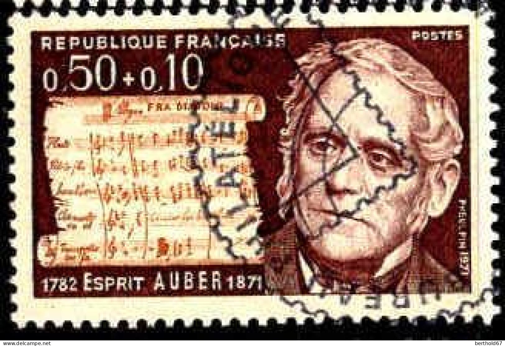 France Poste Obl Yv:1667 Mi:1742 Esprit Auber Compositeur (TB Cachet Rond) (Thème) - Music