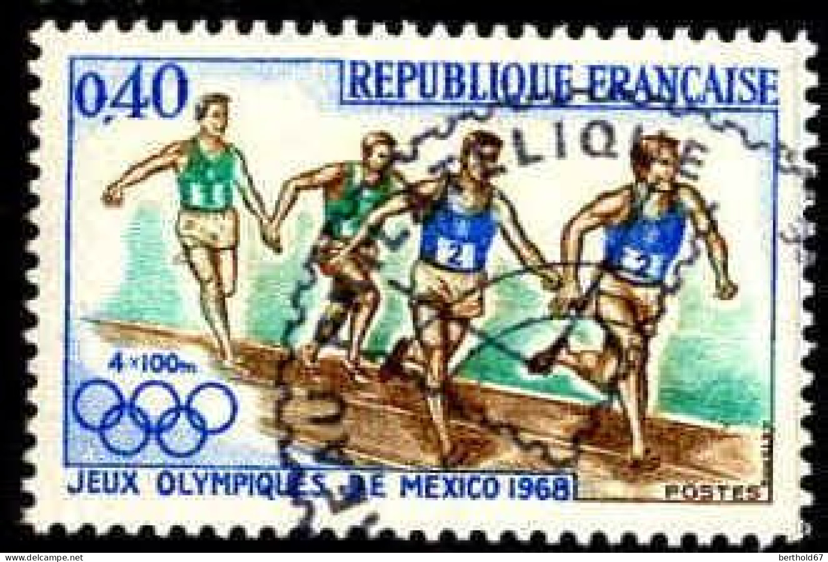 France Poste Obl Yv:1573 Mi:1638 Jeux Olympiques Mexico 4x100m (TB Cachet Rond) (Thème) - Ete 1968: Mexico