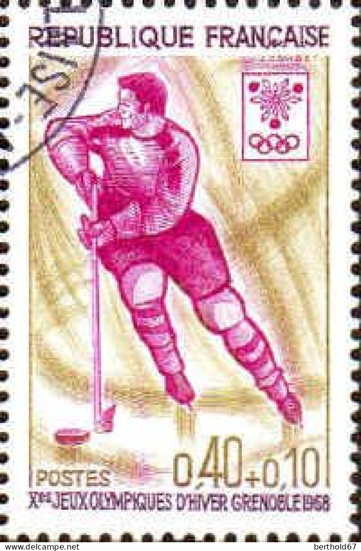 France Poste Obl Yv:1544 Mi:1611 JO Grenoble Hockey Sur Glace (Beau Cachet Rond) (Thème) - Eishockey