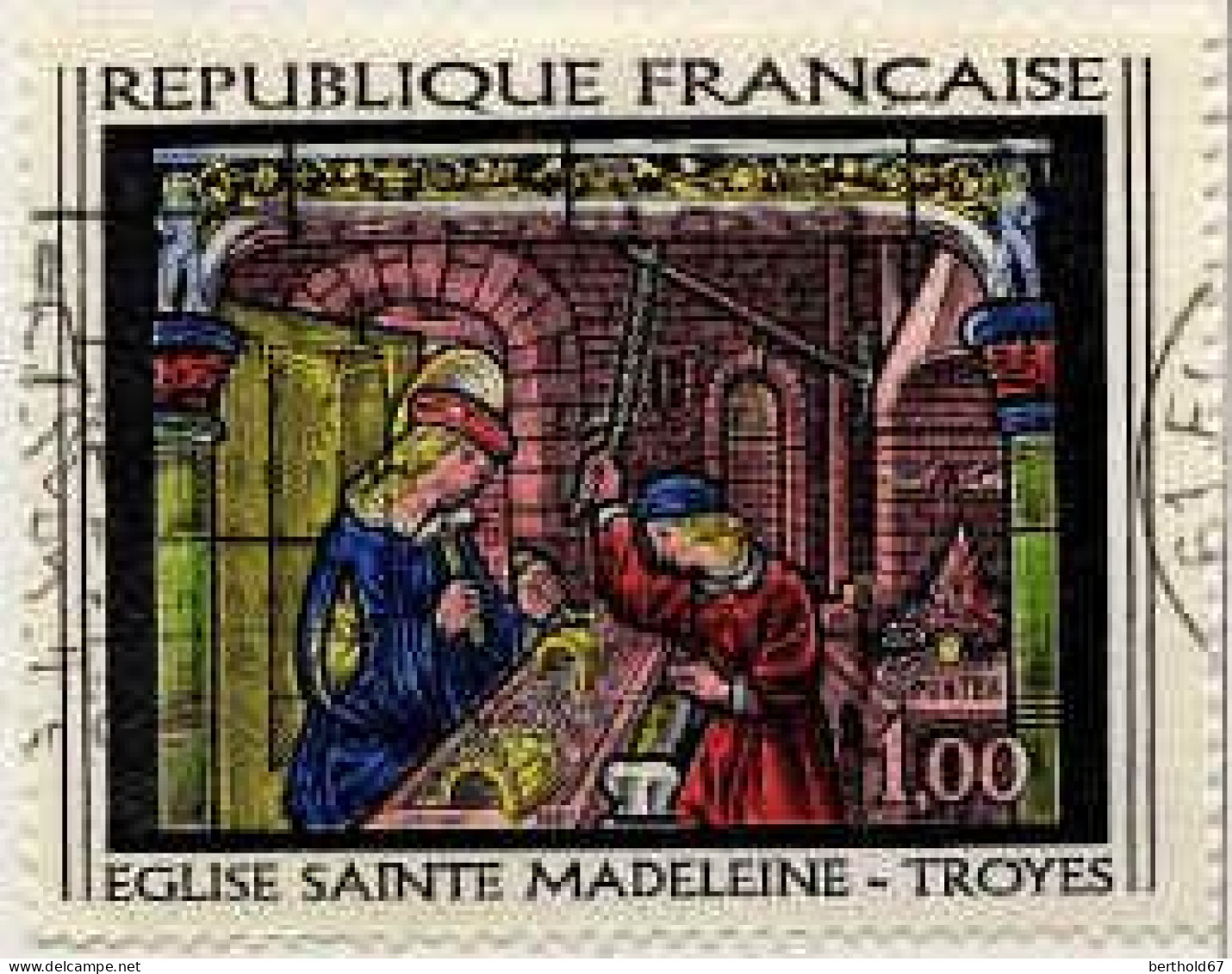 France Poste Obl Yv:1531 Mi:1598 Eglise Ste Madeleine Troyes Vitrail (Belle Obl.mécanique) (Thème) - Glas & Fenster