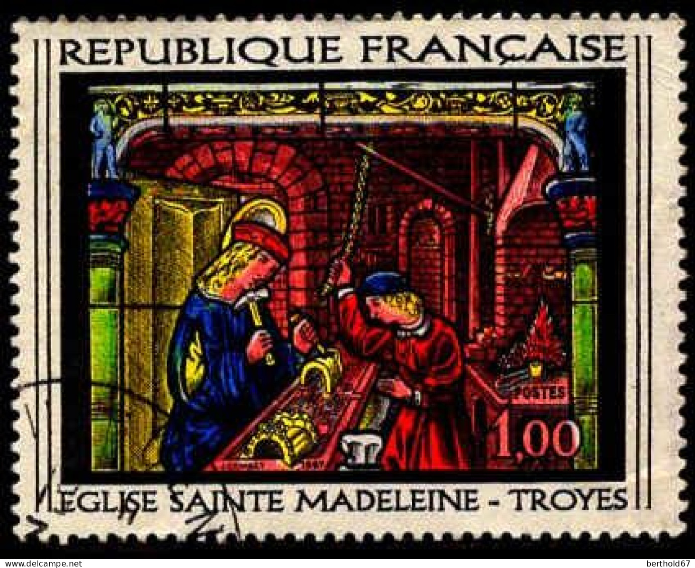 France Poste Obl Yv:1531 Mi:1598 Eglise Ste Madeleine Troyes Vitrail (Beau Cachet Rond) (Thème) - Glasses & Stained-Glasses