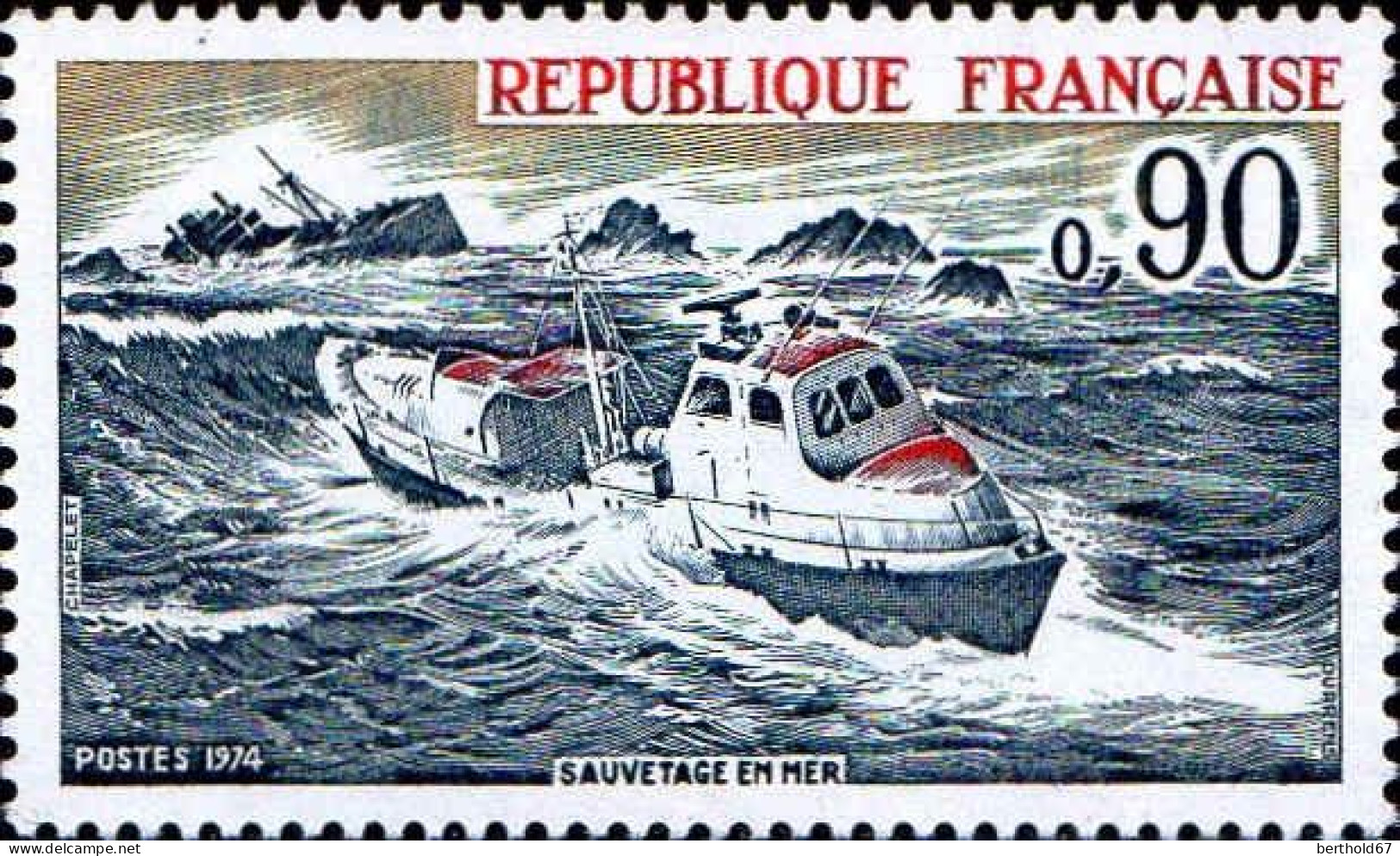 France Poste N** Yv:1791 Mi:1871 Sauvetage En Mer (Thème) - Boten