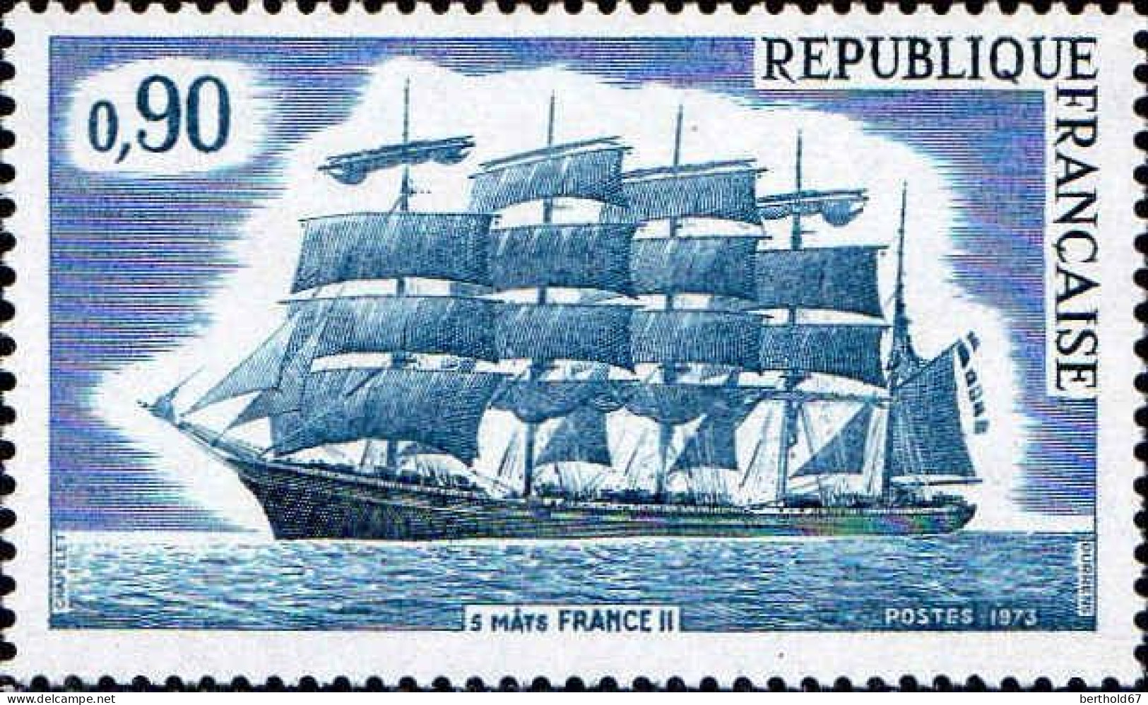 France Poste N** Yv:1762 Mi:1839 Voilier 5 Mâts France II (Thème) - Boten