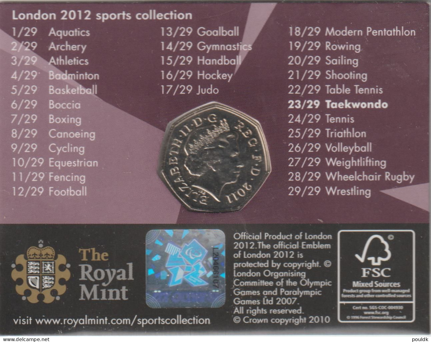 Great Britain 2012 Olympic Games In London Taekwondo Coin. Postal Weight Approx. 0,09 Kg. Please Read Sales Conditions U - 50 Pence