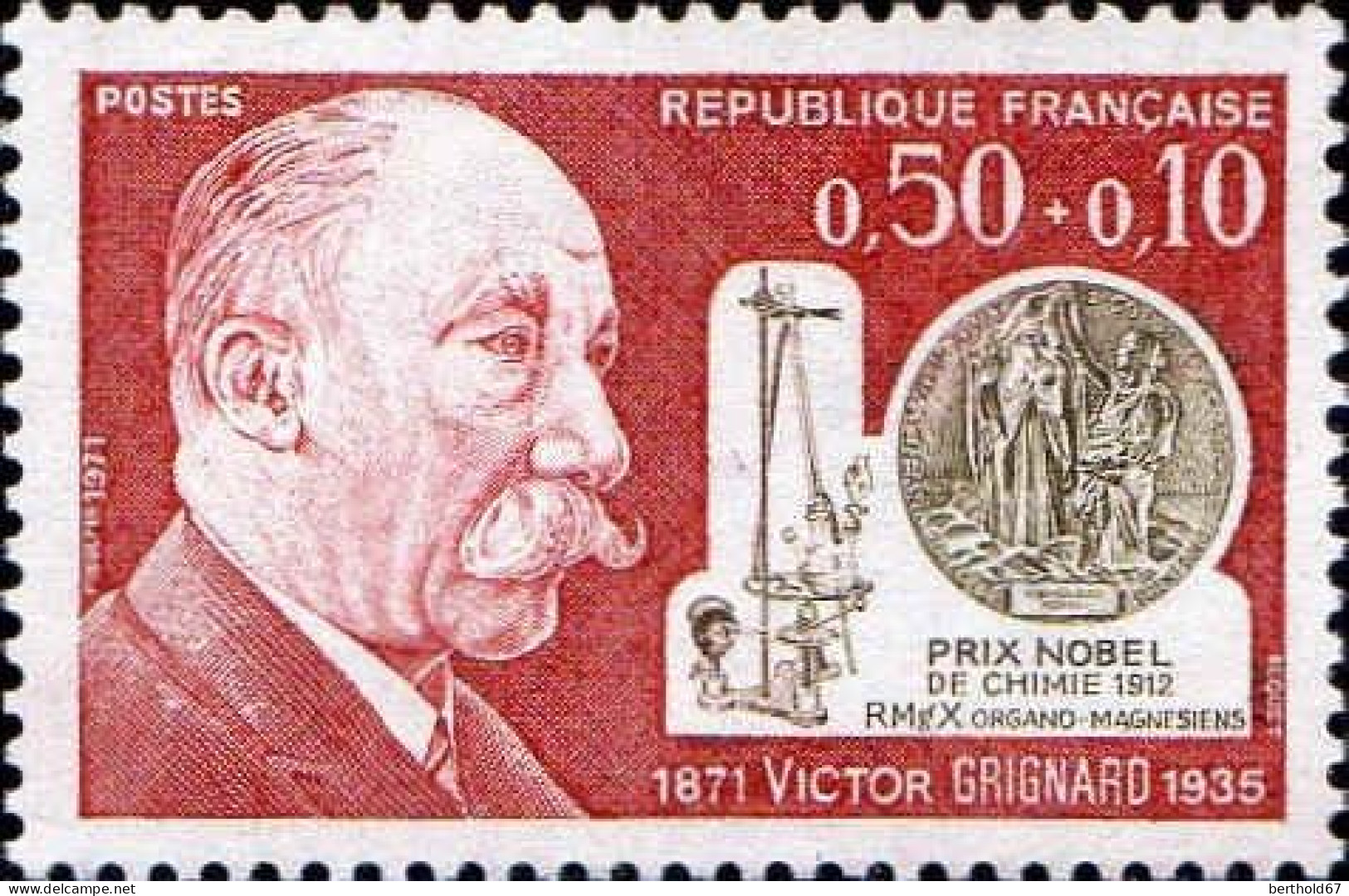 France Poste N** Yv:1669 Mi:1751 Victor Grignard Prix Nobel De Chimie (Thème) - Nobel Prize Laureates