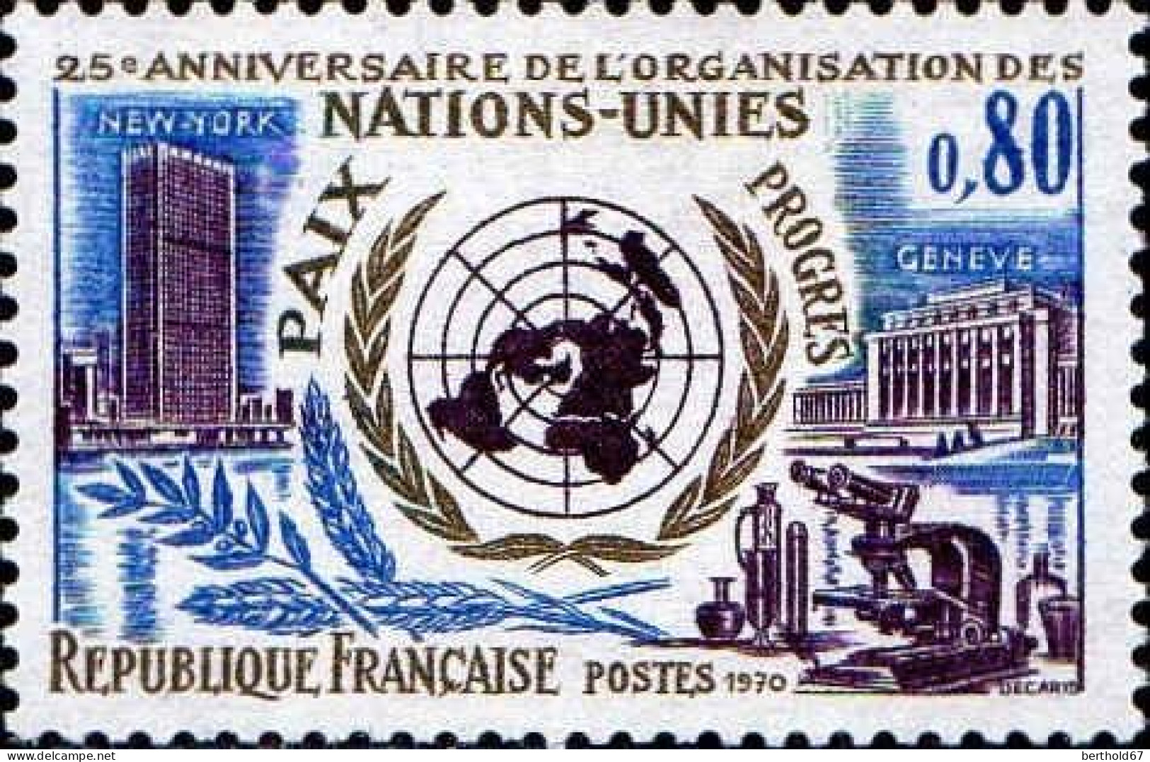 France Poste N** Yv:1658 Mi:1729 25.Anniversaire De L'ONU (Thème) - UNO