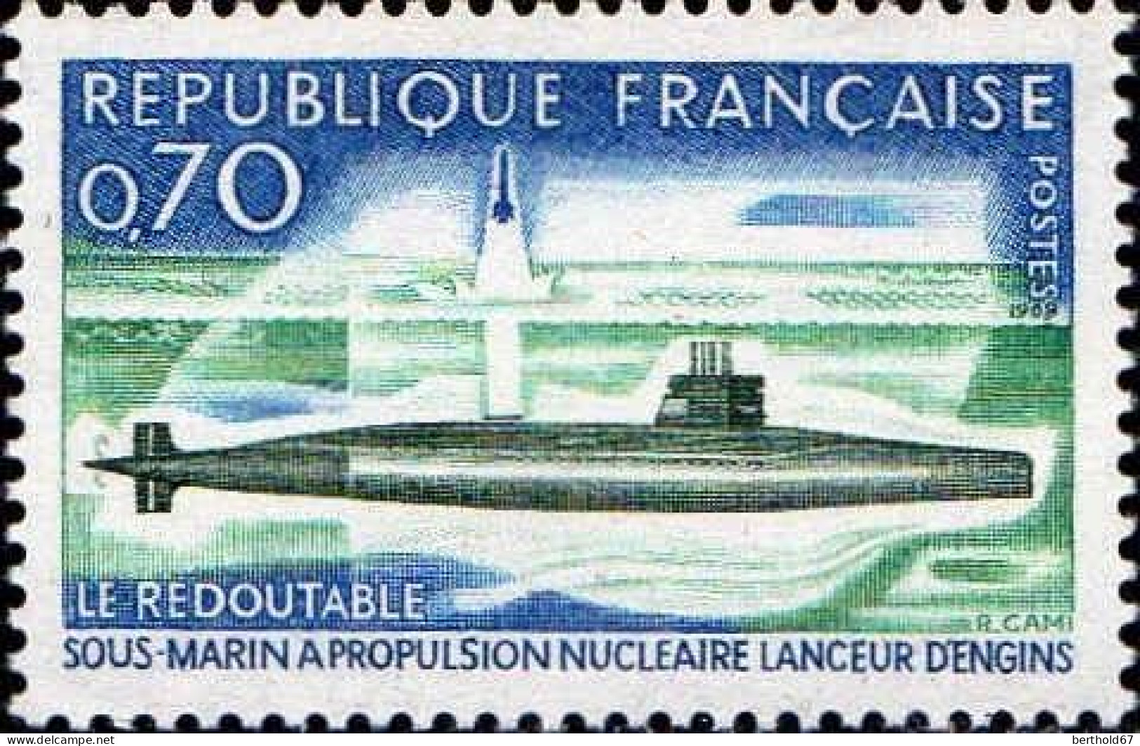 France Poste N** Yv:1615 Mi:1686 Le Redoutable Sous-marin (Thème) - Schiffe