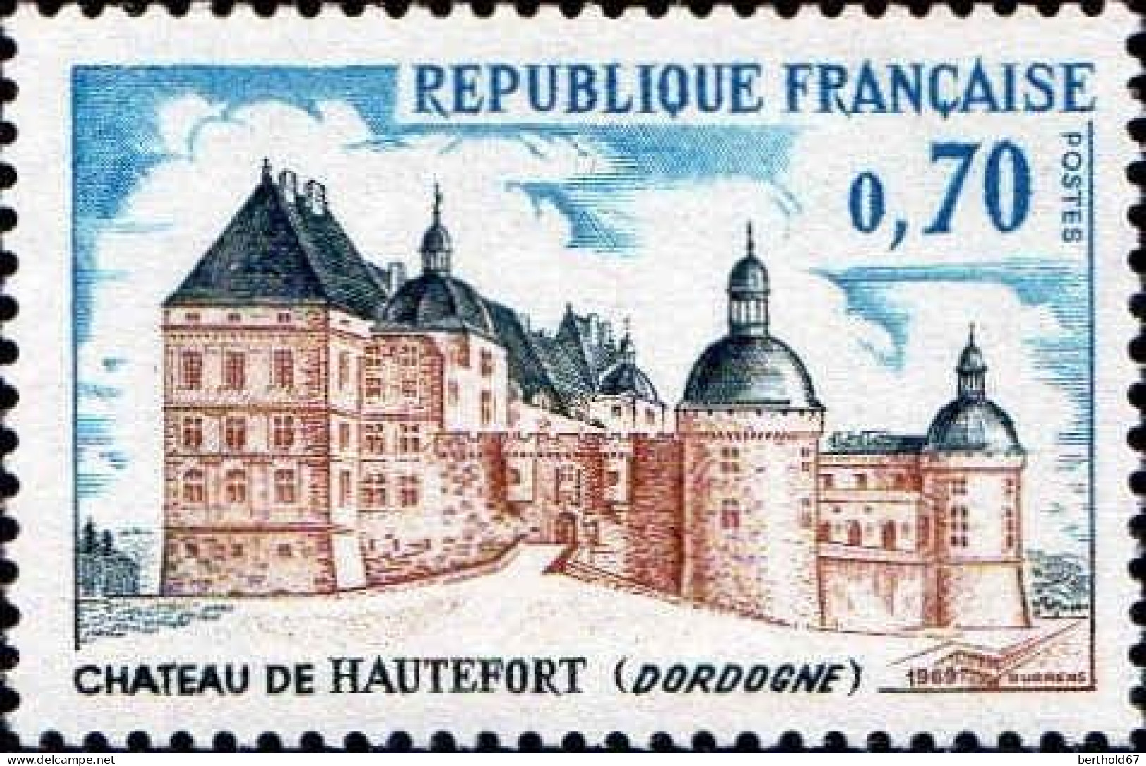 France Poste N** Yv:1596 Mi:1663 Chateau De Hautefort Dordogne (Thème) - Schlösser U. Burgen