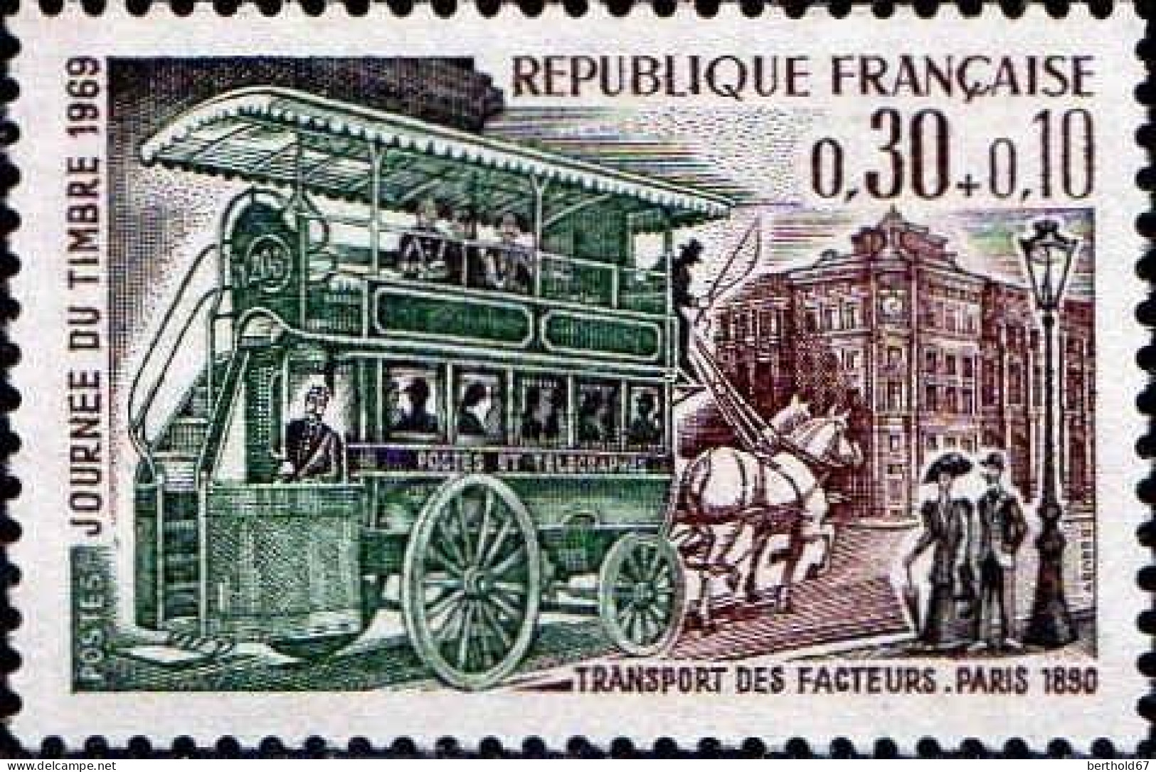 France Poste N** Yv:1589 Mi:1659 Journée Du Timbre Omnibus Postal (Thème) - Autres & Non Classés